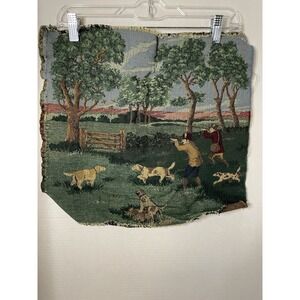 Vintage 1990's Jacquard Loom Tapestry Bird Hunting Dog Scene English Country